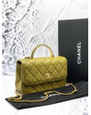 (UNUSED) CHANEL SMALL TOP HANDLE IN LAMBSKIN LEATHER -FULL SET-