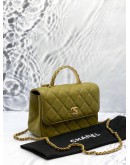 (UNUSED) CHANEL SMALL TOP HANDLE IN LAMBSKIN LEATHER -FULL SET-