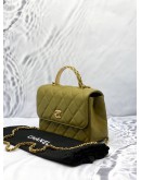 (UNUSED) CHANEL SMALL TOP HANDLE IN LAMBSKIN LEATHER -FULL SET-