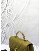 (UNUSED) CHANEL SMALL TOP HANDLE IN LAMBSKIN LEATHER -FULL SET-