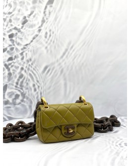 (LIKE NEW)CHANEL MINI FLAP BAG IN OLIVE GREEN