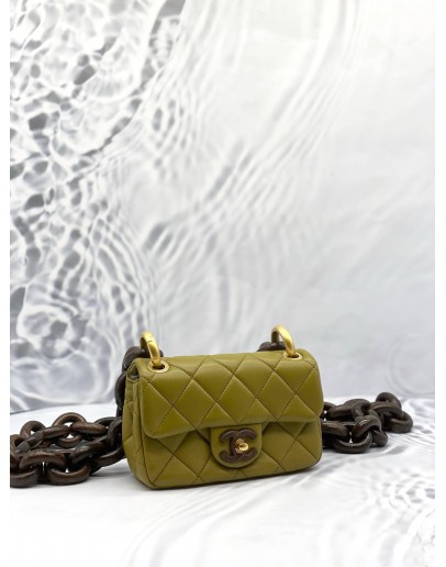 (LIKE NEW)CHANEL MINI FLAP BAG IN OLIVE GREEN