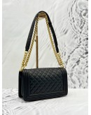 2016 CHANEL BOY MEDIUM SHOULDER BAG IN BLACK LAMBSKIN LEATHER