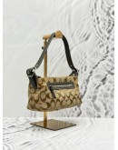 COACH MINI SHOULDER BAG IN BEIGE CC CANVAS AND BROWN CALFSKIN LEATHER