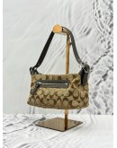COACH MINI SHOULDER BAG IN BEIGE CC CANVAS AND BROWN CALFSKIN LEATHER
