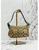 COACH MINI SHOULDER BAG IN BEIGE CC CANVAS AND BROWN CALFSKIN LEATHER