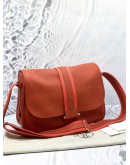 (LIKE NEW) 2014 HERMES BOURLINGUE SHOULDER AND CROSSBODY BAG IN SANGUINE TAURILLON CLEMENCE LEATHER AND ROSE JAIPUR CANVAS -FULL SET-