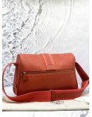 (LIKE NEW) 2014 HERMES BOURLINGUE SHOULDER AND CROSSBODY BAG IN SANGUINE TAURILLON CLEMENCE LEATHER AND ROSE JAIPUR CANVAS -FULL SET-