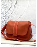 (LIKE NEW) 2014 HERMES BOURLINGUE SHOULDER AND CROSSBODY BAG IN SANGUINE TAURILLON CLEMENCE LEATHER AND ROSE JAIPUR CANVAS -FULL SET-