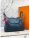 (LIKE NEW) 2015 HERMES LINDY 30 SHOULDER BAG IN BLEU SAPHIR TAURILLON CLEMENCE LEATHER -FULL SET-