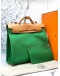 (UNUSED) 2016 HERMES HERBAG ZIP 39 TOP HANDLE AND SHOULDER BAG IN GREEN TOILE CANVAS AND NATURAL TAN VACHE HUNTER -FULL SET-