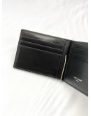 YSL SAINT LAURENT BLACK LEATHER MONEY CLIP BIFOLD WALLET