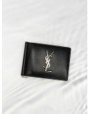 YSL SAINT LAURENT BLACK LEATHER MONEY CLIP BIFOLD WALLET