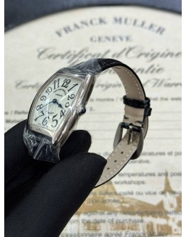(LIKE NEW) 2014 FRANCK MULLER CINTREE CURVEX REF 1752QZ 18K 750 WHITE GOLD WHITE GUILLOCHE DIAL 25MM x 35MM QUARTZ WATCH -FULL SET-