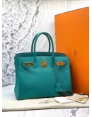 (LIKE NEW) 2016 HERMES BIRKIN 30 TOP HANDLE BAG IN VERT VERONE EPSOM LEATHER -FULL SET-
