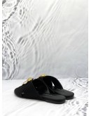 VERSACE CROSS STRAP BEJEWELED FLATS SIZE 36 IN BLACK -FULL SET-