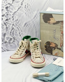 (LIKE NEW) GUCCI FLORAL 1977 TENNIS HIGH TOP SNEAKERS -FULL SET- 