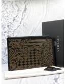 (LIKE NEW) VERSACE STUDDED LEATHER CLUTCH -FULL SET-