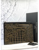 (LIKE NEW) VERSACE STUDDED LEATHER CLUTCH -FULL SET-