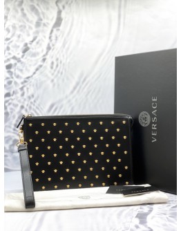(LIKE NEW) VERSACE MEDUSA STUDDED CLUTCH BAG -FULL SET-