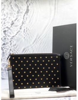 (LIKE NEW) VERSACE MEDUSA STUDDED CLUTCH BAG -FULL SET-