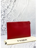 (LIKE NEW) FENDI MONSTER EYES CLUTCH IN RED CALFSKIN LEATHER -FULL SET-