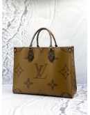 (LIKE NEW) 2020 LOUIS VUITTON ON THE GO MM BROWN MONOGRAM CANVAS TOTE BAG 