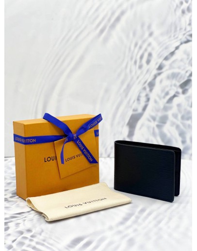 (UNUSED) LOUIS VUITTON BLACK EPI LEATHER SLENDER WALLET -FULL SET-