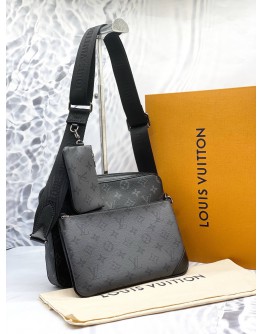 (BRAND NEW) LOUIS VUITTON TRIO MESSENGER BAG IN BLACK AND GREY MONOGRAM ECLIPSE CANVAS -FULL SET-