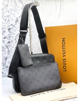 (BRAND NEW) LOUIS VUITTON TRIO MESSENGER BAG IN BLACK AND GREY MONOGRAM ECLIPSE CANVAS -FULL SET-