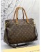 LOUIS VUITTON DARK PURPLE LEATHER AND BROWN MONOGRAM CANVAS PALLAS BAG