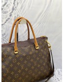 LOUIS VUITTON DARK PURPLE LEATHER AND BROWN MONOGRAM CANVAS PALLAS BAG