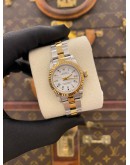 ROLEX OYSTER PERPETUAL 26 REF 67193 HALF 18K 750 YELLOW GOLD WHITE ROMAN NUMERALS DIAL 26MM AUTOMATIC WATCH -FULL SET-