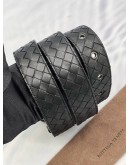 BOTTEGA VENETA BLACK INTRECCIATO LEATHER BUCKLE  