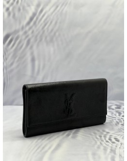YVES SAINT LAURENT BLACK BELLE DE JOUR PATENT LEATHER FLAP CLUTCH 