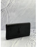 YVES SAINT LAURENT BLACK BELLE DE JOUR PATENT LEATHER FLAP CLUTCH 