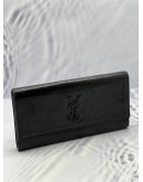 YVES SAINT LAURENT BLACK BELLE DE JOUR PATENT LEATHER FLAP CLUTCH 