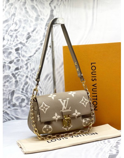 (LIKE NEW) LOUIS VUITTON FAVORITE WITH REMOVABLE AND ADJUSTABLE STRAP IN TOURTELLE AND CREAM BICOLOR MONOGRAM EMPREINTE LEATHER -FULL SET-