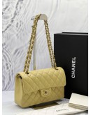 (LIKE NEW) MICROCHIP CHANEL CLASSIC DOUBLE FLAP SMALL BEIGE CAVIAR LEATHER GHW