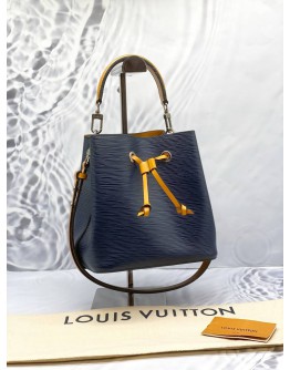 LOUIS VUITTON NEONOE BLUE EPI LEATHER BUCKET BAG WITH YELLOW LEATHER TRIM