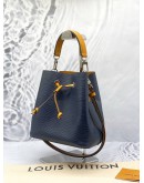LOUIS VUITTON NEONOE BLUE EPI LEATHER BUCKET BAG WITH YELLOW LEATHER TRIM