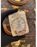 (BRAND NEW) 2024 ROLEX DATEJUST 41 REF 126333 JUBILEE HALF 18K 750 YELLOW GOLD SILVER DIAL 41MM AUTOMATIC WATCH -FULL SET-