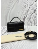 (UNUSED) JACQUEMUS THE BAMBINO TOP HANDLE AND CROSSBODY BAG IN BLACK CALFSKIN LEATHER