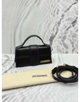 (UNUSED) JACQUEMUS THE BAMBINO TOP HANDLE AND CROSSBODY BAG IN BLACK CALFSKIN LEATHER