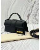 (UNUSED) JACQUEMUS THE BAMBINO TOP HANDLE AND CROSSBODY BAG IN BLACK CALFSKIN LEATHER