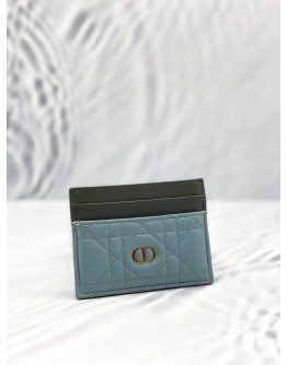 (LIKE NEW) CHRISTIAN DIOR CARO FREESIA CARD HOLDER CLOUD BLUE SUPPLE CANNAGE CALFSKIN