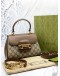 (LIKE NEW) GUCCI HORSEBIT 1995 GG CANVAS SMALL TOP HANDLE BAG WITH GOLD HARDWARE CHAIN