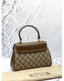 (LIKE NEW) GUCCI HORSEBIT 1995 GG CANVAS SMALL TOP HANDLE BAG WITH GOLD HARDWARE CHAIN