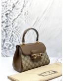 (LIKE NEW) GUCCI HORSEBIT 1995 GG CANVAS SMALL TOP HANDLE BAG WITH GOLD HARDWARE CHAIN