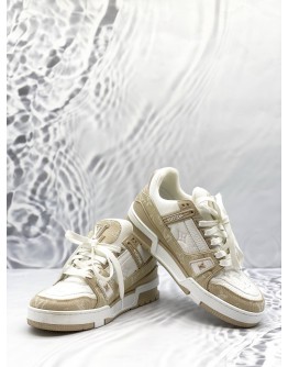 (LIKE NEW) LOUIS VUITTON TRAINER SNEAKERS SIZE 37 IN BEIGE 